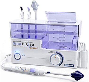 SinuPulse Elite Advanced Nasal Irrigation System with 30 SinuAir Saline Packets, Pulsating Nasal Congestion Relief &amp; Sinus Rinse Machine, More Effective Than Neti Pot or Nose Spray