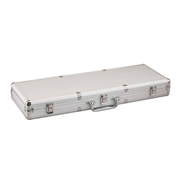 Fat Cat Replacement Aluminum Poker Chip Case - 500ct (Chips, cards, and dice not included ), Silver