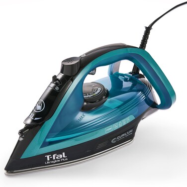 T-Fal, Iron, Ultraglide Steam Iron for Clothes, Durilium Soleplate, Precision Tip, Anti-Drip, Auto-Off, 1800 Watts, Ironing, Teal Clothes Iron, FV5841U0