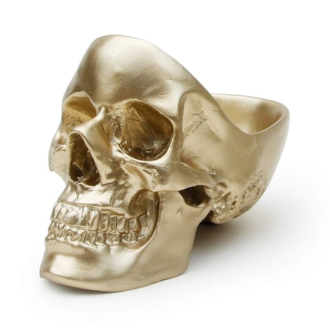 Suck UK - Skull Desk Organiser Gothic Jewellery Box Key Bowl &amp; Trinket Dish Desk Tidy Organiser Gothic Home Decor &amp; Goth Decor Goth Gifts For Women Bedroom Decoration Gold