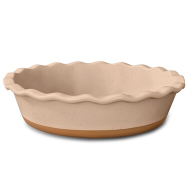 Mora Ceramic Pie Pan for Baking - 9 inch - Deep and Fluted Pie Dish for Old Fashion Apple Pie, Quiche, Pot Pies, Tart, etc - Modern Farmhouse Style Porcelain Ceramic Pie Plate - Chai