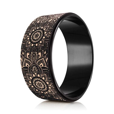 YOGA DESIGN LAB   THE YOGA WHEEL   Eco Printed, Extra Strength, Padded, Dharma Exercise Wheel   Designed in Bali   Enhance Your Postures and Stretch Deeper (Mandala Black,)