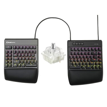 KINESIS Gaming Freestyle Edge RGB Split Mechanical Keyboard   Cherry MX Speed Silver Switches   RGB   Ergonomic   Detachable Palm Support   Fully Programmable   TKL   Available Tenting