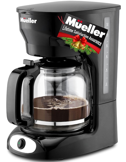 Mueller 12-Cup Drip Coffee Maker Machine with Anti-Drip System, Permanent Filter, Glass Carafe, and Auto Keep Warm Function