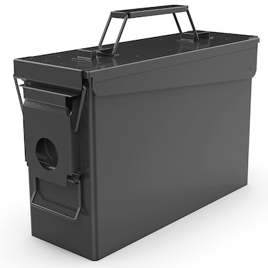 PATRON 30 Cal Ammo Can Metal 9mm Ammo Box storage crate case For Shotgun bullet Rifle Nerf Ammunition Waterproof case-gard organizer(Black) Christmas Gifts for Men,Gift boxes for Dad Husband Father