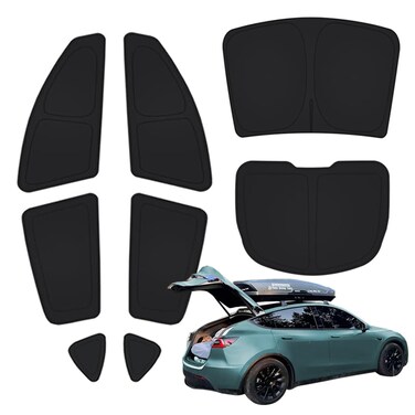 TESBEAUTY Upgraded Camping Privacy Curtain 8-Piece for Tesla Model Y Camping Shades Privacy Screens Tesla Model Y Sunshades UV Blocker Darker Thicker 5-Layer Material Tesla Accessories Foldable