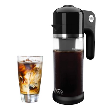 VINCI Express Cold Brew, Electric Cold Brew Coffee Maker in 5 minutes, 4 Brew Strength Settings &amp; Cleaning Cycle, Easy to Use &amp; Clean, Glass Carafe, Cold Brewer for Iced Coffee, 1.1 L Pitcher (37 oz)