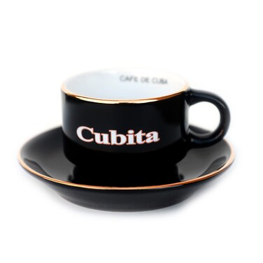 BIBI Espresso Cups Set for Cuban coffee, 6 Small Ceramic Cups with Matching Saucers (3 oz) - Tazas de cafe Cubita