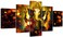 Large 5 Pieces Lord Ganesha Indian Wall Decor - Hindu Temple Puja Mandir for Home - Elephant Zen Photo Picture Canvas Print Paintings for Living Room House Wooden Framed Decorations (60" W x 32" H)