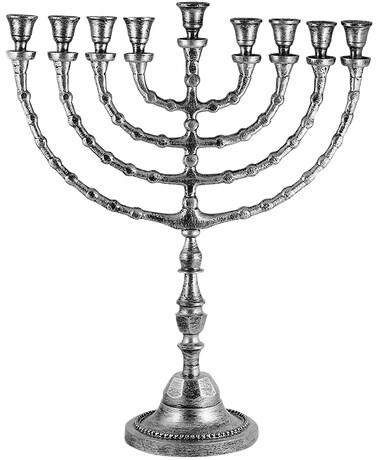 Extra Large Traditional Chanukah Menorah use with Thick Shabbat Candles or Oil Cups Antique Looking Hanukkah Minorah, for Shul, Synagogue, Temple 21" Tall - Large Chanukiahs by Zion Judaica