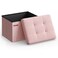 SONGMICS Mazie Collection - Small Folding Storage Ottoman, Foot Rest Stool, 12.2 x 16.1 x 12.2 Inches, 286 lb Load Capacity, for Living Room, Bedroom, Home Office, Dorm, Jelly Pink ULSF102R01
