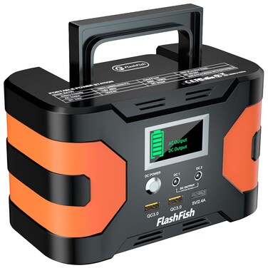 Flashfish Portable Power Station 200W Peak Solar Generator 166Wh Camping CPAP Battery Backup Power Battery Pack With 2 110V AC Outlets 2 DC Ports 3 USB Ports For Home CPAP Camping Blackout