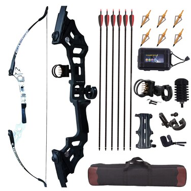 Knixxo Archery 51" Takedown Recurve Bow and Arrows Set for Adults,Right Hand Practice Kit with 6pcs Real Feather Carbon Arrows for Beginner(Silver, 30)