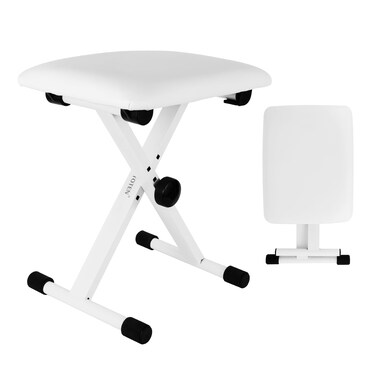 TENTOTEN Piano Bench Piano Stool, Keyboard Bench Easy to Assemble, Comfortable Piano Seat Adjustable Piano Bench Portable Keyboard Stool, White