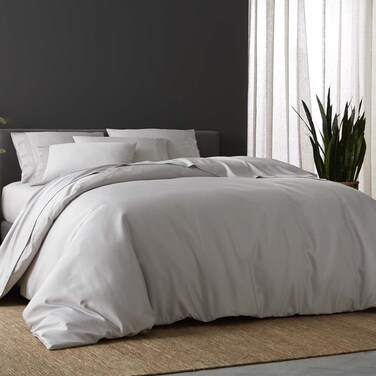 DOZ by SIJO Duvet Cover Set, 100% Viscose derived from Bamboo, Organically Grown, Buttery Soft, Cooling Duvet Covers, High GSM, 1 Duvet Cover and 2 Pillowcases, 106"x90" (Dove, King/Cal King)