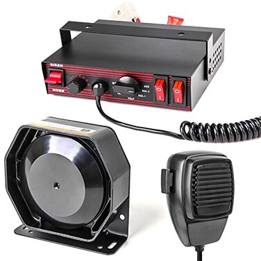 SMALLFATW Police Siren 8 Tones PA System 130DB 200 Watt, Heavy Duty Handheld Microphone, Dual 20A Auxiliary Switch, Emergency Siren for Car Truck Vehicles