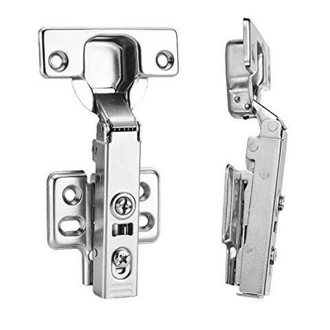 Luokim 40pcs Standard Cabinet Hinge,Fit for Frameless Cabinet,European Full Overlay,Soft Closing,Four-Hole mounting Plate Hinges,Nickel Plated Finish