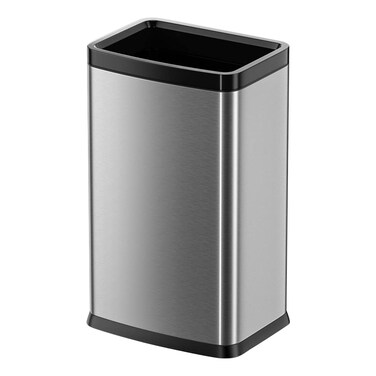 keling 25L/6 Gallon Stainless Steel Square Trash Can, Large Kitchen Trash Can, Office Commercial Trash Can, Silver, 11.8in Long 8.6in wide 19.6in tall