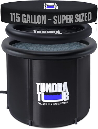 TUNDRA TUB XL Cold Plunge - 115 Gallon Ice Bath for Athletes &amp; Recovery   Cold Therapy Pod includes Cover, Travel Bag, Ice Pack, Pump, Thermometer &amp; Beanie   Recover &amp; Boost Energy   USA Based (TTXL1)