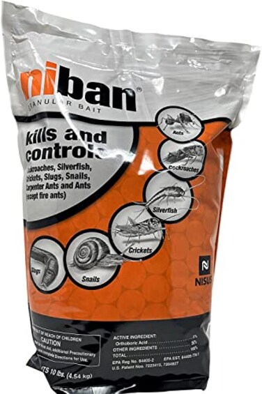 Nisus Niban Granular Bait, Weather-Resistant, Boric Acid Formula, Ants, Roaches, Crickets, Slugs &amp; Snails, Indoor/Outdoor Use, 10 lbs