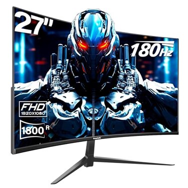 Gawfolk 27 inch Curved Gaming Monitor,144Hz/180Hz PC Monitor Full HD 1080P, Frameless 1800R Computer Display with FreeSync &amp; Eye-Care Technology, Wall Mountable, DP, HDMI Port (Black)