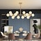 7PMBEANE Mid Century Modern Chandelier Over Table, 16-Light Globe Sputnik Chandelier Brass Pendant Lighting Fixture Hanging Ceiling Light for Dining Room, Kitchen Island