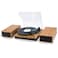LP&amp;No.1 Wireless Vinyl Record Player with External Speakers, 3-Speed Belt-Drive Turntable for Vinyl Albums with Auto Off and Wireless Input, Yellow Wood