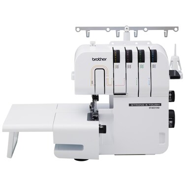Brother ST4031HD Serger, Strong &amp; Tough Serger, 1,300 Stitches Per Minute, Durable Metal Frame Overlock Machine, Large Extension Table, 3 Included Accessory Feet, 12.99 x 14.37 x 17.01 in., White