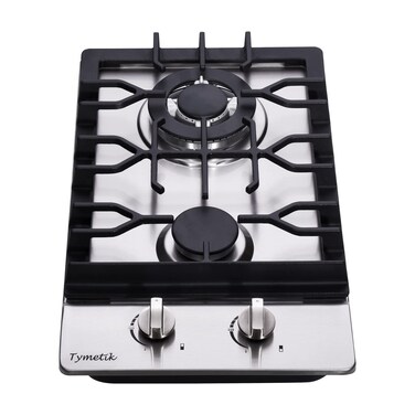 Gas Cooktop 12 Inch, 2 Burners Gas Stovetop Built-in Stainless Steel Gas Stove Dual Fuel LPG/NG Convertible Gas Hob for RVs, Apartments, Outdoor