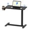 FLEXISPOT Adjustable Overbed Bedside Table with Wheels Pneumatic Mobile Standing Desk Laptop Desk Rolling Computer Cart Movable Overbed Table Hospital Home Use(27.6" W x 15.7" D, Black Table)