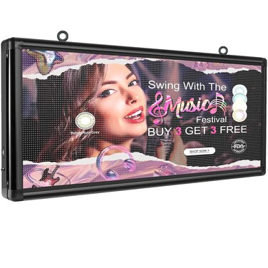 YS Outdoor P6 Programmable LED Sign(40"x 18"), WiFi + USB Control Digital Signage Scrolling LED Sign, Advertising Message Board, Led Open Signs for Business, RGB Full Color LED Display