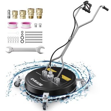 EVEAGE 20" Pressure Washer Surface Cleaner, EP003 Dual Handle Stainless Steel Power Washer Surface Cleaner with 4 Wheels, 4000 PSI, Perfect for Driveways, Sidewalks,Patios,Decks Cleaning (BK20)