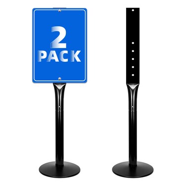 INNOVSIGN Heavy Duty Sign Base Cast Iron Sign Post with 12" Diameter Bottom Round Base, 48" Movable Sign Stand for Hanging Signs, 2PACK