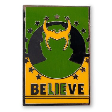 Marvel Studios Loki "Believe" Limited Edition Enamel Pin   SDCC 2022 Exclusive   Metal Brooch Badge Accessories For Wearing On Backpacks, Clothes, Hats   Superhero Collectibles