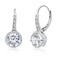 Mia Sarine Rhodium Plated 925 Sterling Silver Cubic Zirconia Halo Leverback Dangle Bridal Earrings for Women White