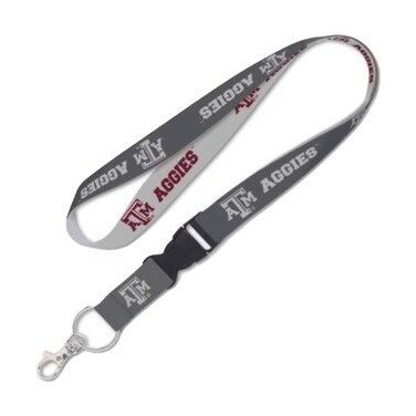 WinCraft Texas A&amp;M Aggies Lanyard with Detachable Buckle, 1" - Grey