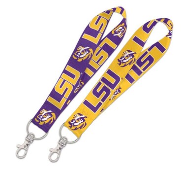 WinCraft NCAA Louisiana State University LSU Tigers Key Strap with 6 Inch Loop and Swivel Lobster Clasp Purple, Yellow