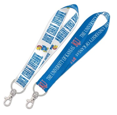 WinCraft NCAA University of Kansas KU Jayhawks Key Strap with 6 Inch Loop and Swivel Lobster Clasp Blue, White,