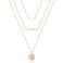 Turandoss Dainty Layering Pearls Necklace Bar Necklace Hammered Disc Pendant Necklace Simple Layering Necklace Gold Plated Choker for Women