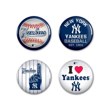 WinCraft MLB New York Yankees Round Button (4 Pack), 1 1/4