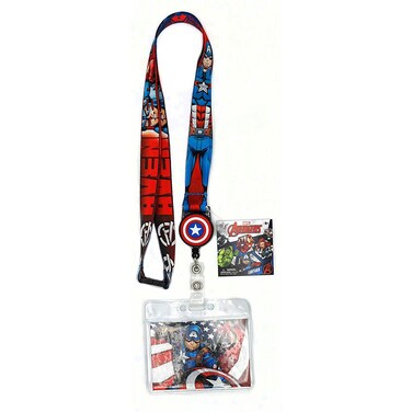 Marvel 68844 Captain America Lanyard with Zip Lock Card Holder, Multi Color, 3
