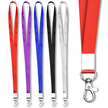 Mcyye 5 Colors Badge Lanyards with Clip for ID Badges &amp; Keys, Premium Neck Lanyard Strap for Teacher, Kids, Men, Women, Badge Lanyard for Cruise, Keys, Wallet, Phone, USB, Keychain, 5 PCS
