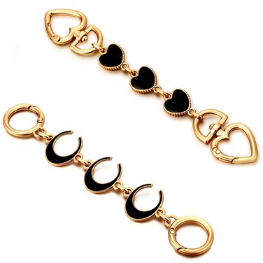 2Pcs Bag Extender Chain Heart Moon Purse Strap Extenders for Handbags Purse Extender Chain Gold Chain Purse Strap Replacement Black Purse Accessories Bag Charms for Handbags Purse Making Supplies