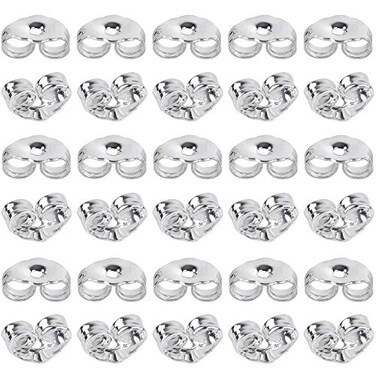 SANNIX 30pcs/15 Pairs 925 Sterling Silver Earring Backs Replacement Secure Ear Lockings
