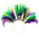 YAHPERN Mardi Gras Headbands for Women Mask Fleur De Lis Hairband Carnival Feather Headwear Mardi Gras Hair Accessory Gifts