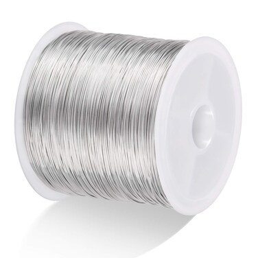 MIKIMIQI 328Ft Jewelry Wire Craft Wire 26 Gauge Tarnish Resistant Jewelry Beading Wire Copper Beading Wire for Jewelry Making Supplies and Crafting, 0.4mm X 100m (Silver Color)