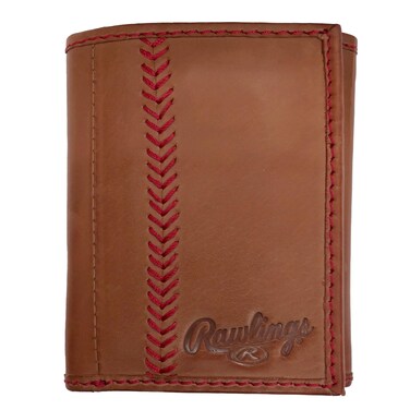 Rawlings Baseball Stitch Trifold Wallet Brown