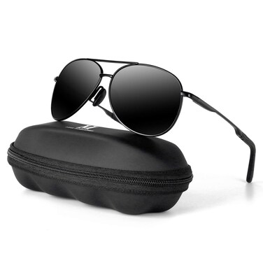 mxnx Aviator Sunglasses for Men Polarized Women UV Protection Lightweight Driving Fishing Sports Unisex glasses MX208 Black Frame Lens