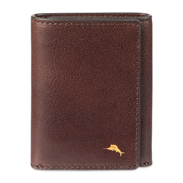 Tommy Bahama Men's Compact Trifold Leather Wallet, Brown, One Size