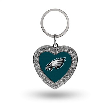 Rico Industries NFL Philadelphia Eagles Metal Rhinestone Heart Keychain , 1.38 x 3-inches